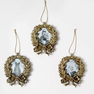Set of 3 Threshold Studio McGee Gold Wreath Frame Ornament Trio